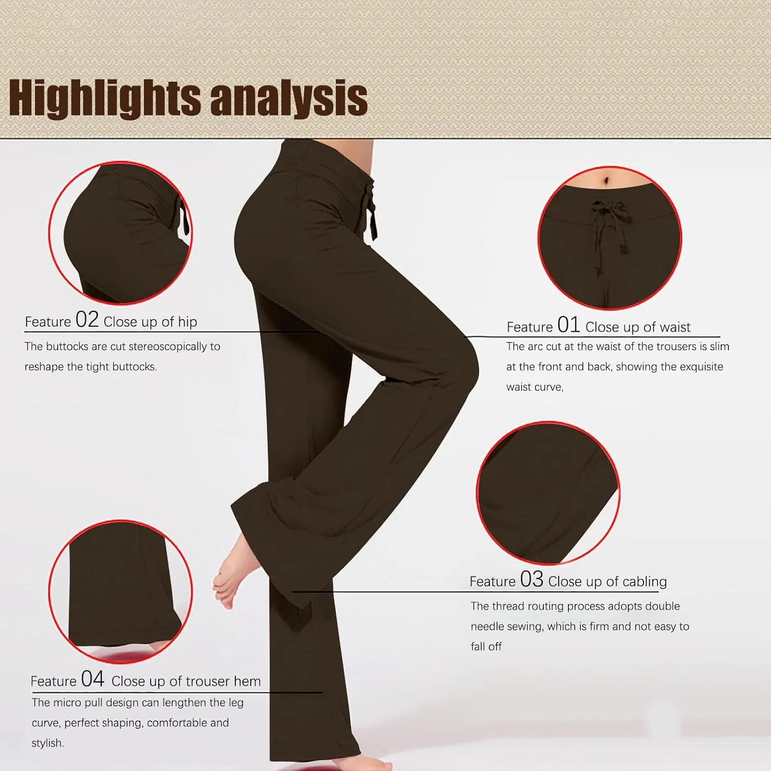 Women High Rise Yoga Leggings, Ladies Plus Size Loose Flare Trousers Drawstring Wide Leg Pants Stretchy Sweatpants