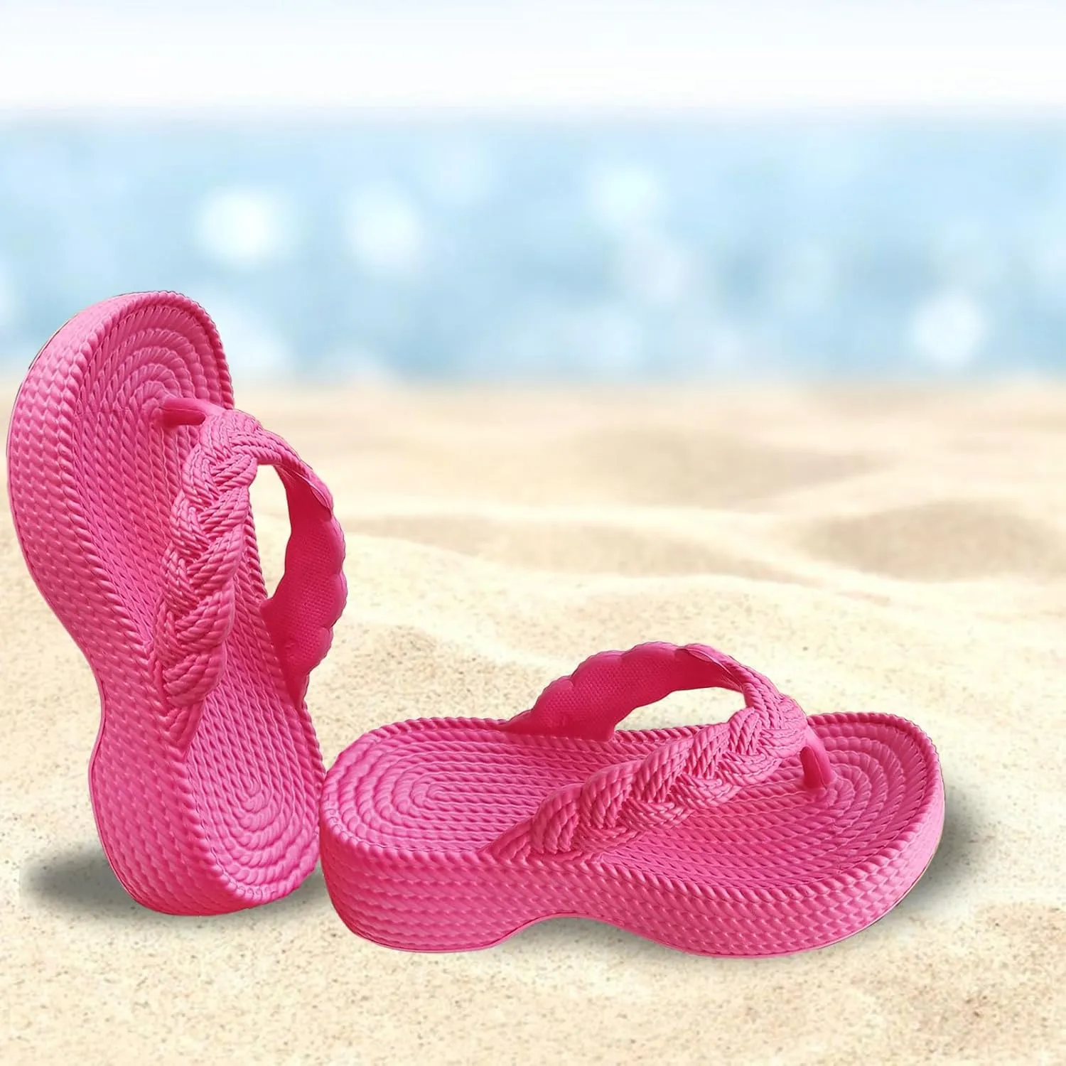 Women Orthopedic Solid Rattan Sandals Clip Toe Arch Support Slipper Platform Anti-Slip Flip Flop Summer Thong Sandal