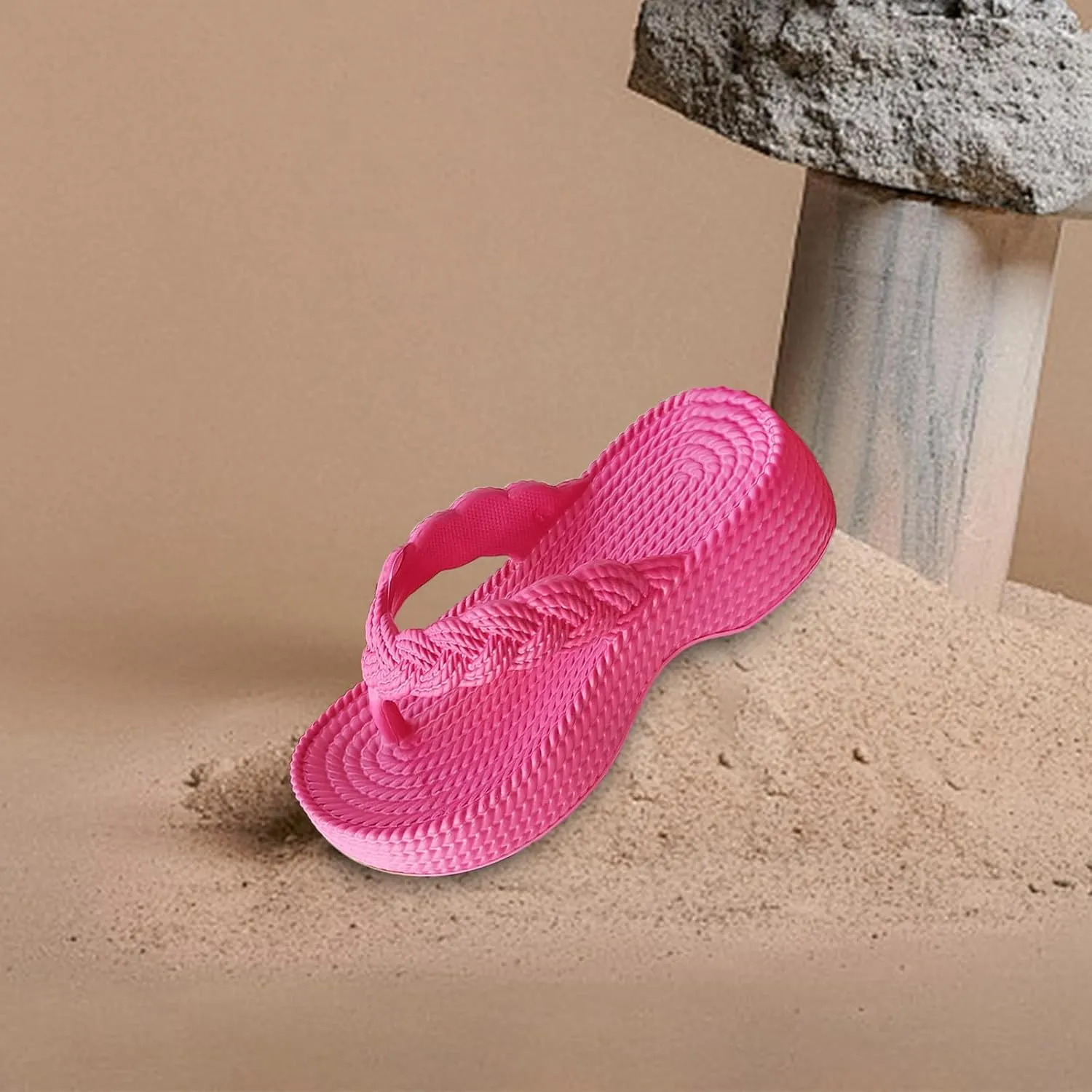 Women Orthopedic Solid Rattan Sandals Clip Toe Arch Support Slipper Platform Anti-Slip Flip Flop Summer Thong Sandal