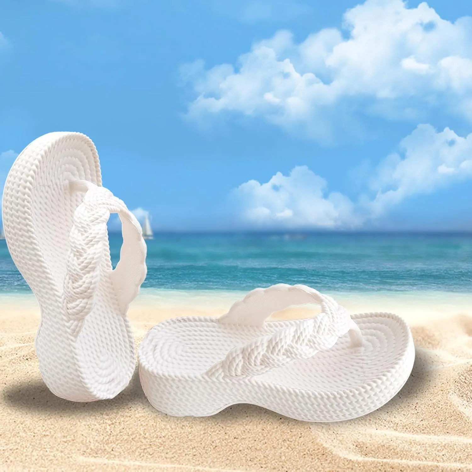 Women Orthopedic Solid Rattan Sandals Clip Toe Arch Support Slipper Platform Anti-Slip Flip Flop Summer Thong Sandal