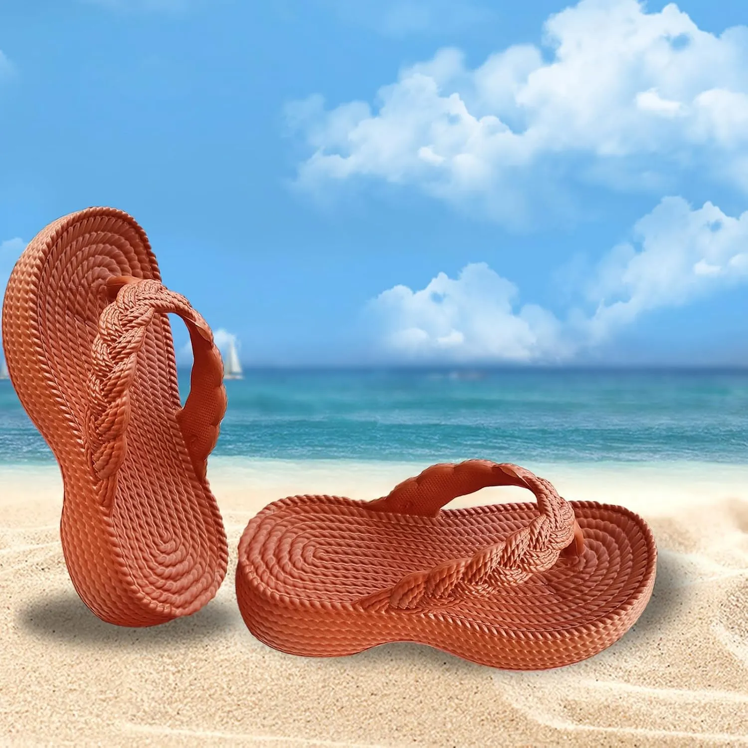 Women Orthopedic Solid Rattan Sandals Clip Toe Arch Support Slipper Platform Anti-Slip Flip Flop Summer Thong Sandal