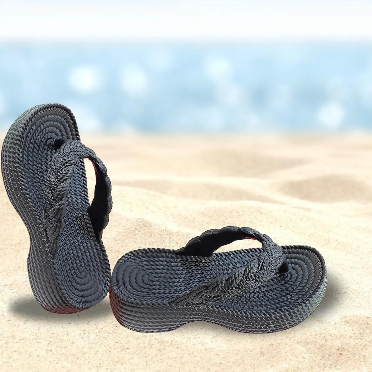 Women Orthopedic Solid Rattan Sandals Clip Toe Arch Support Slipper Platform Anti-Slip Flip Flop Summer Thong Sandal