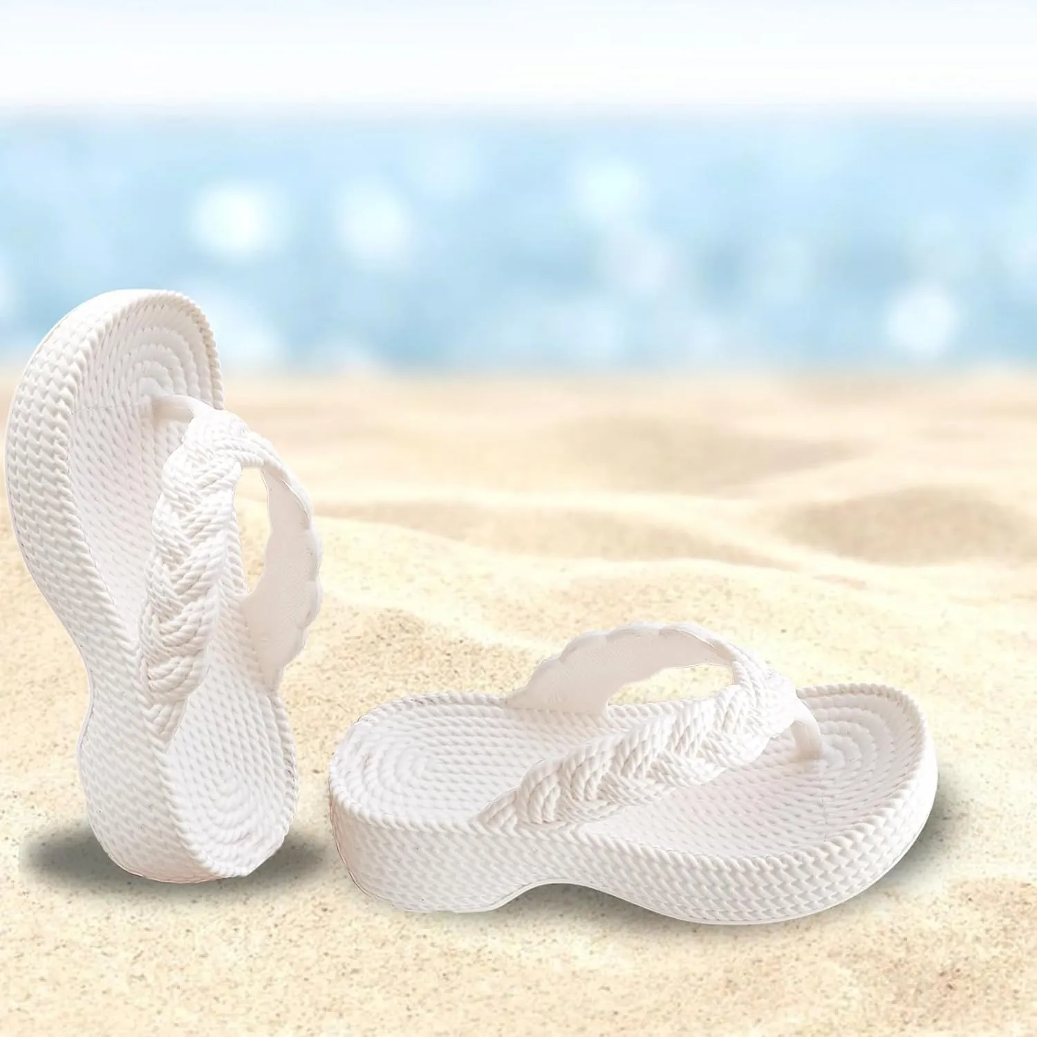 Women Orthopedic Solid Rattan Sandals Clip Toe Arch Support Slipper Platform Anti-Slip Flip Flop Summer Thong Sandal