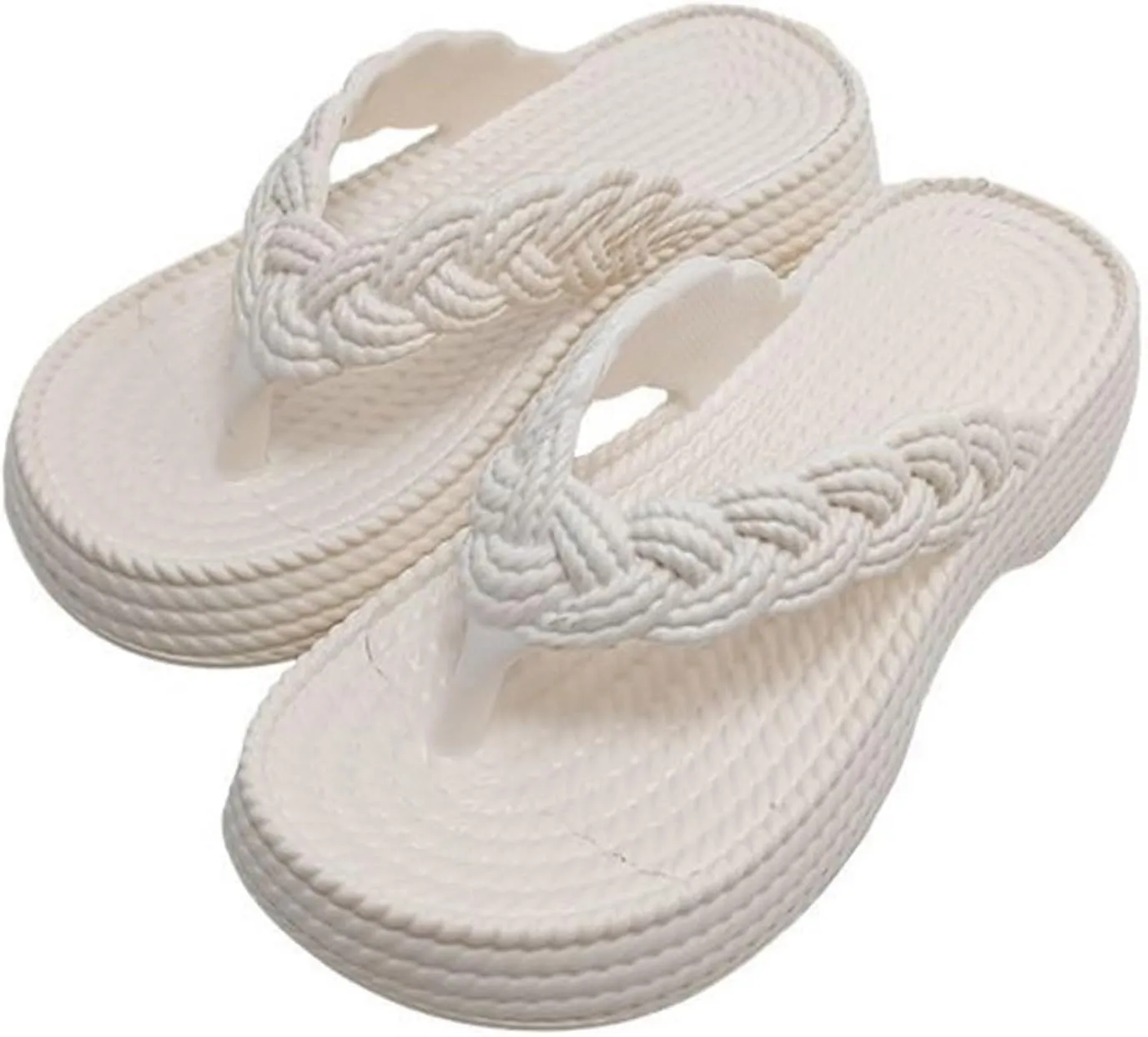 Women Orthopedic Solid Rattan Sandals Clip Toe Arch Support Slipper Platform Anti-Slip Flip Flop Summer Thong Sandal
