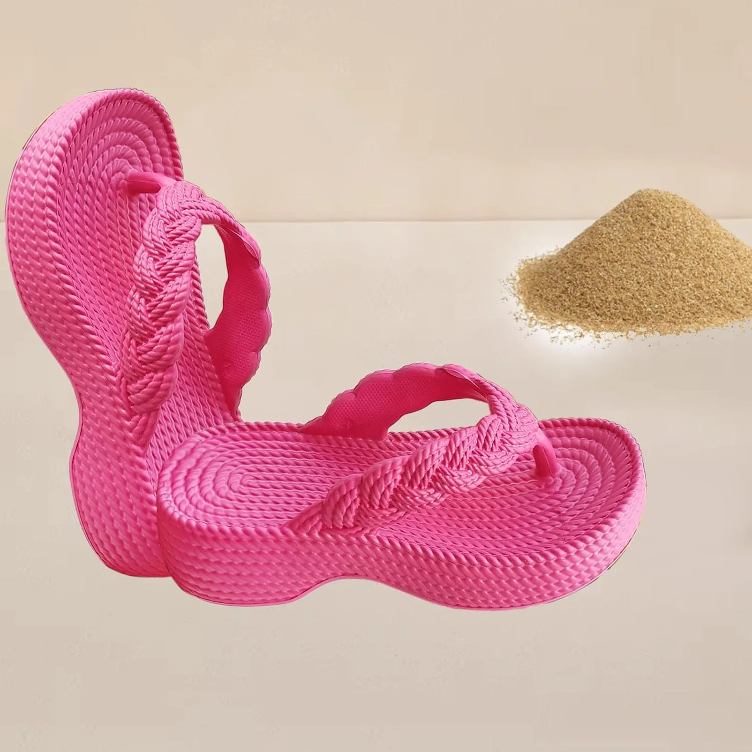 Women Orthopedic Solid Rattan Sandals Clip Toe Arch Support Slipper Platform Anti-Slip Flip Flop Summer Thong Sandal