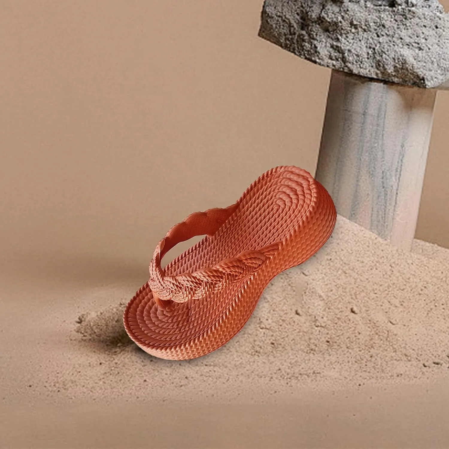 Women Orthopedic Solid Rattan Sandals Clip Toe Arch Support Slipper Platform Anti-Slip Flip Flop Summer Thong Sandal