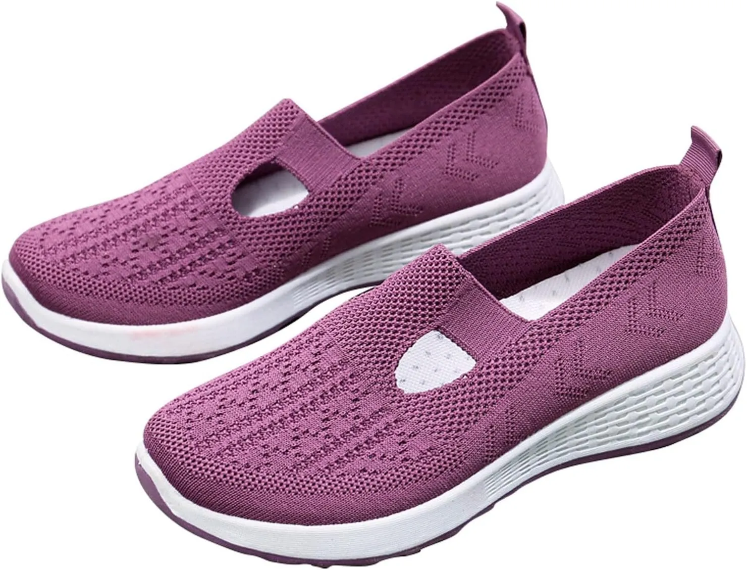 Women Shoes Ankle Boots Red Woven Breathable Women Shoes Walking Slip-on Foam Shoes Hands Slip On Sneakers Platform Shoes Women (7.5 UK Purple)
