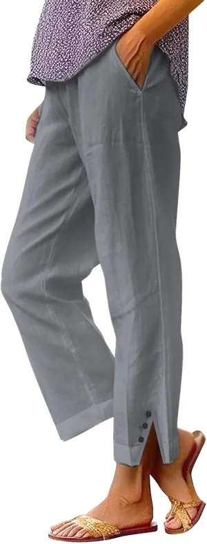 Women Summer High Waisted Cotton Linen Pants Wide Palazzo Pant Wide Leg Pant for Women High Waist