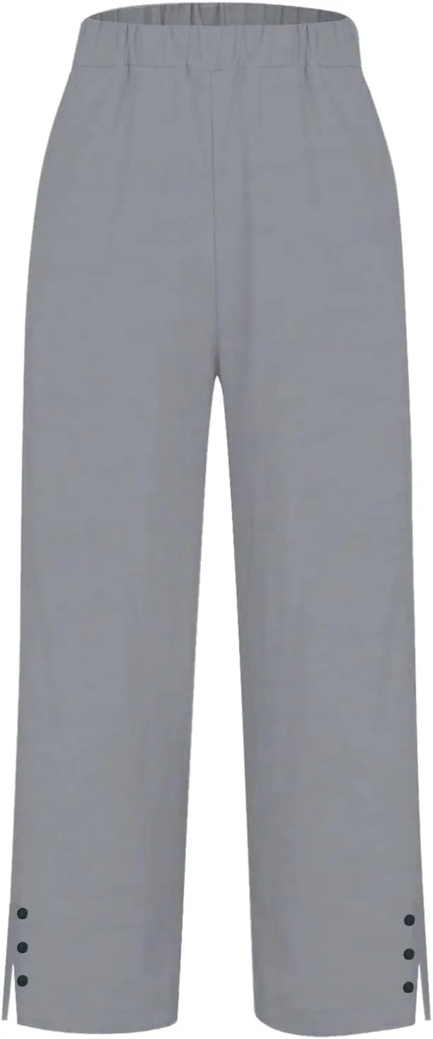 Women Summer High Waisted Cotton Linen Pants Wide Palazzo Pant Wide Leg Pant for Women High Waist