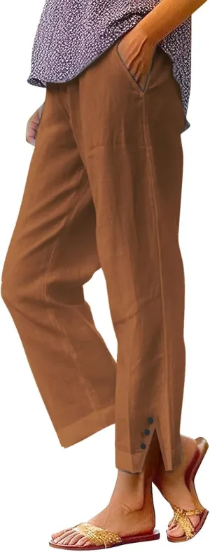 Women Summer High Waisted Cotton Linen Pants Wide Palazzo Pant Wide Leg Pant for Women High Waist