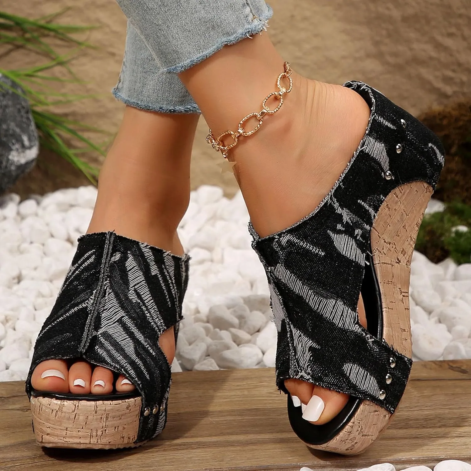 Women Summer Orthopedic Wedge Sandals Suede Open Toe Wedge Platform Sandals Breathable Comfortable Stylish Wedge Sandals Outdoor Casual Wedge Dress Shoes