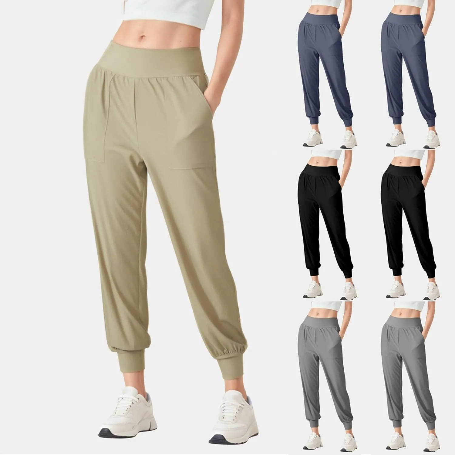 Women Tapered Joggers Pants with Pocket Casual Yoga High Waist Sweatpants Drawstring Ankle Pant Jogger Sweat Trousers