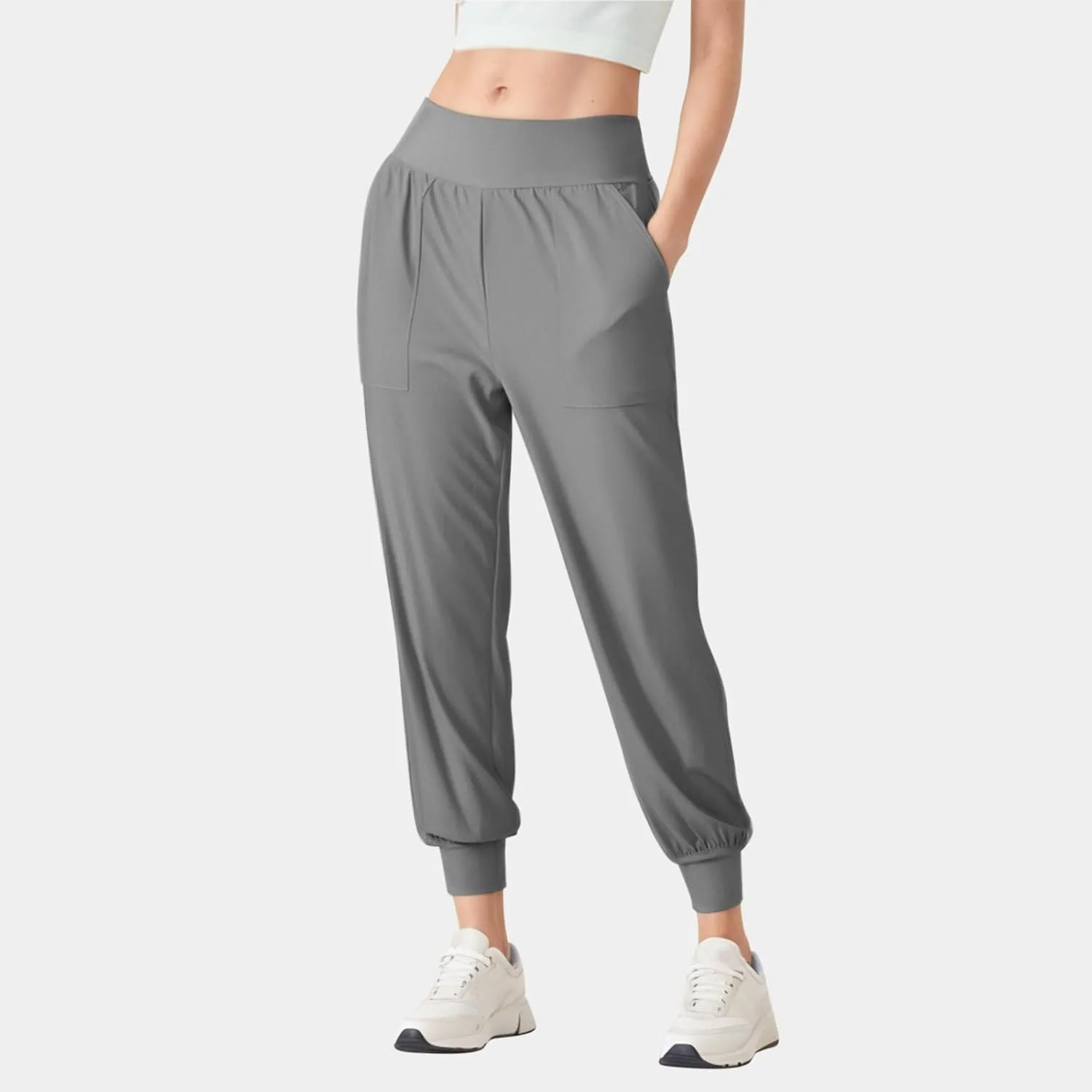 Women Tapered Joggers Pants with Pocket Casual Yoga High Waist Sweatpants Drawstring Ankle Pant Jogger Sweat Trousers