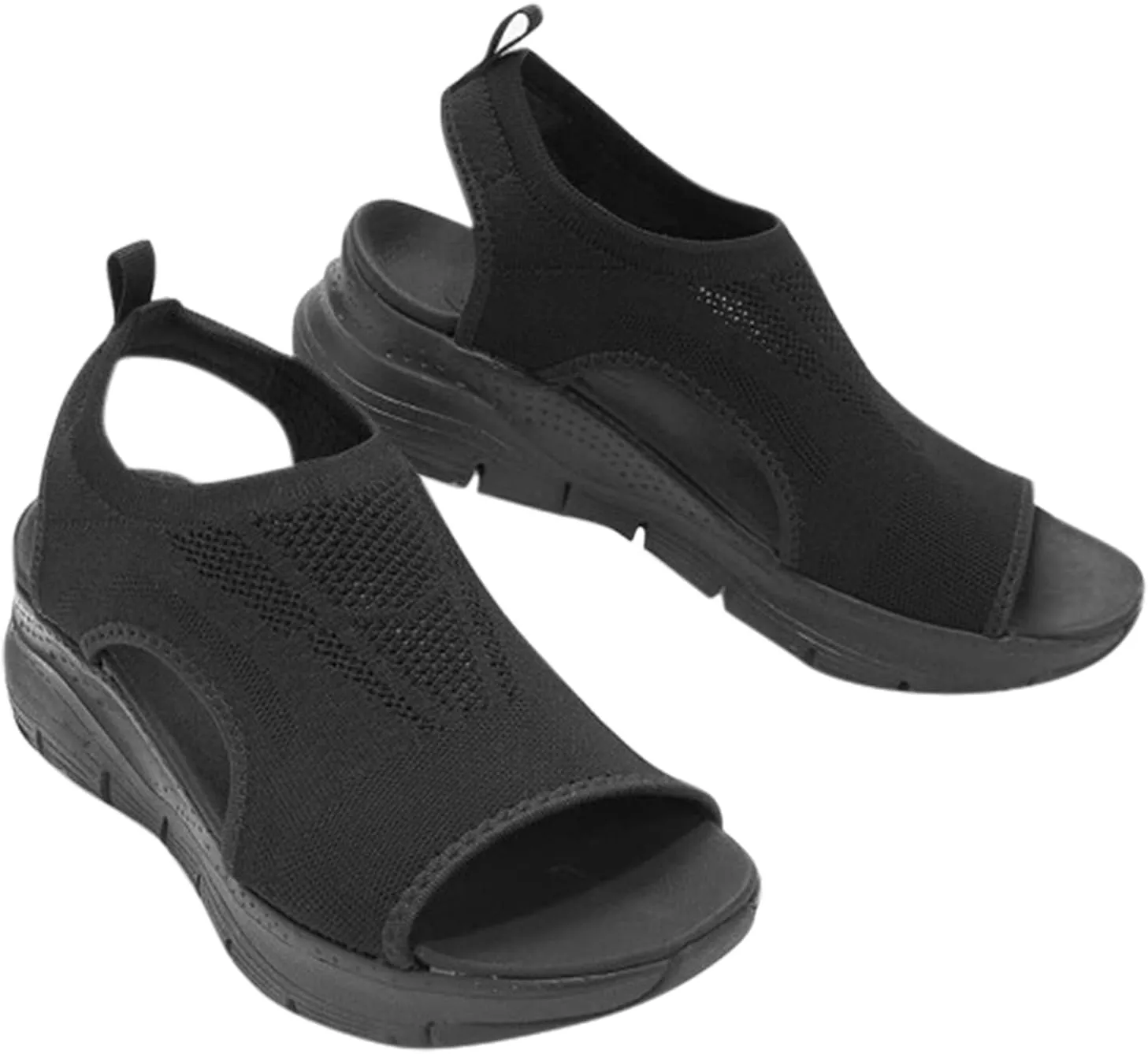 Women Walking Sandals Arch Support Orthotic Comfortable Wedge Platform Casual Open Toe Mesh Sport Sandals Breathable