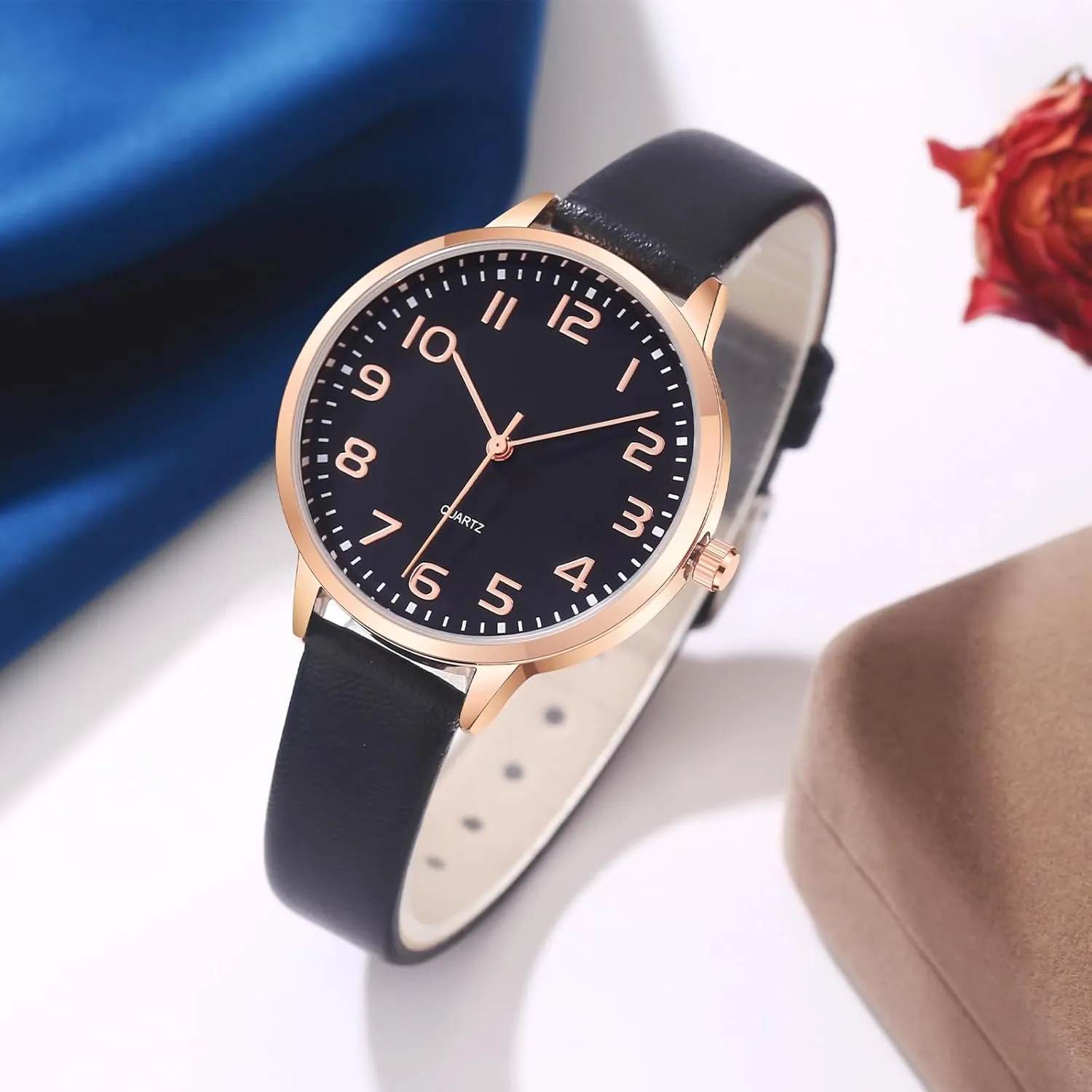 Women Watches Leather Mesh Strap Round Case Analog Fashion Ladies Wrist Watches