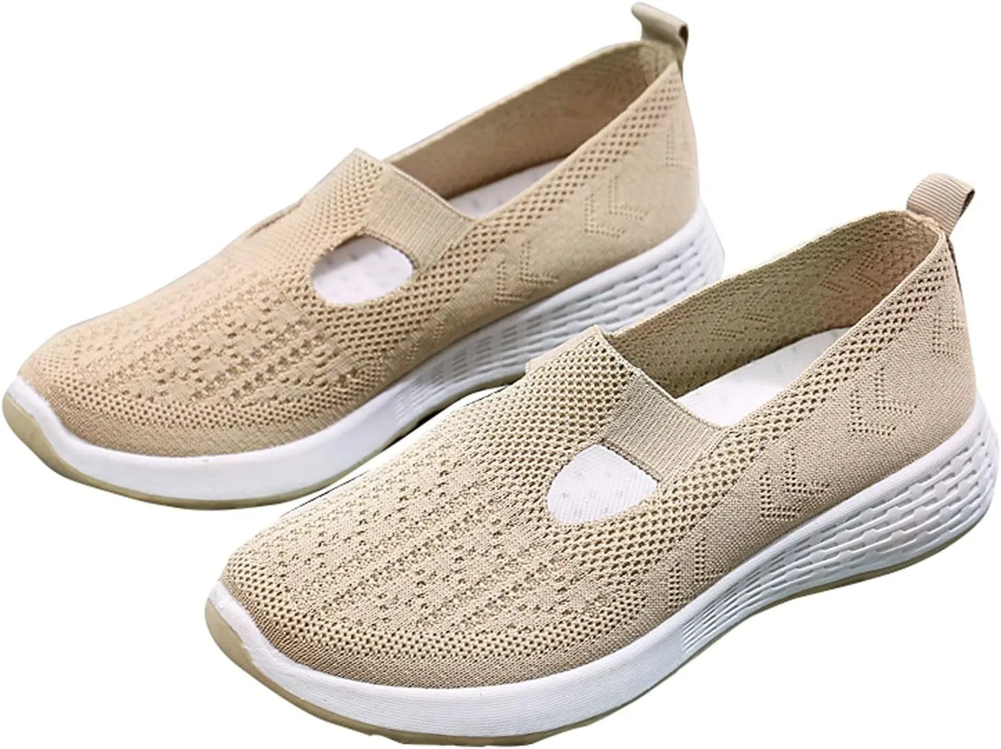 Women Waterproof Slip-on Shoes with Woven Design Breathable Foam Trainers for Walking Ideal for Weddings (6.5 UK Khaki)