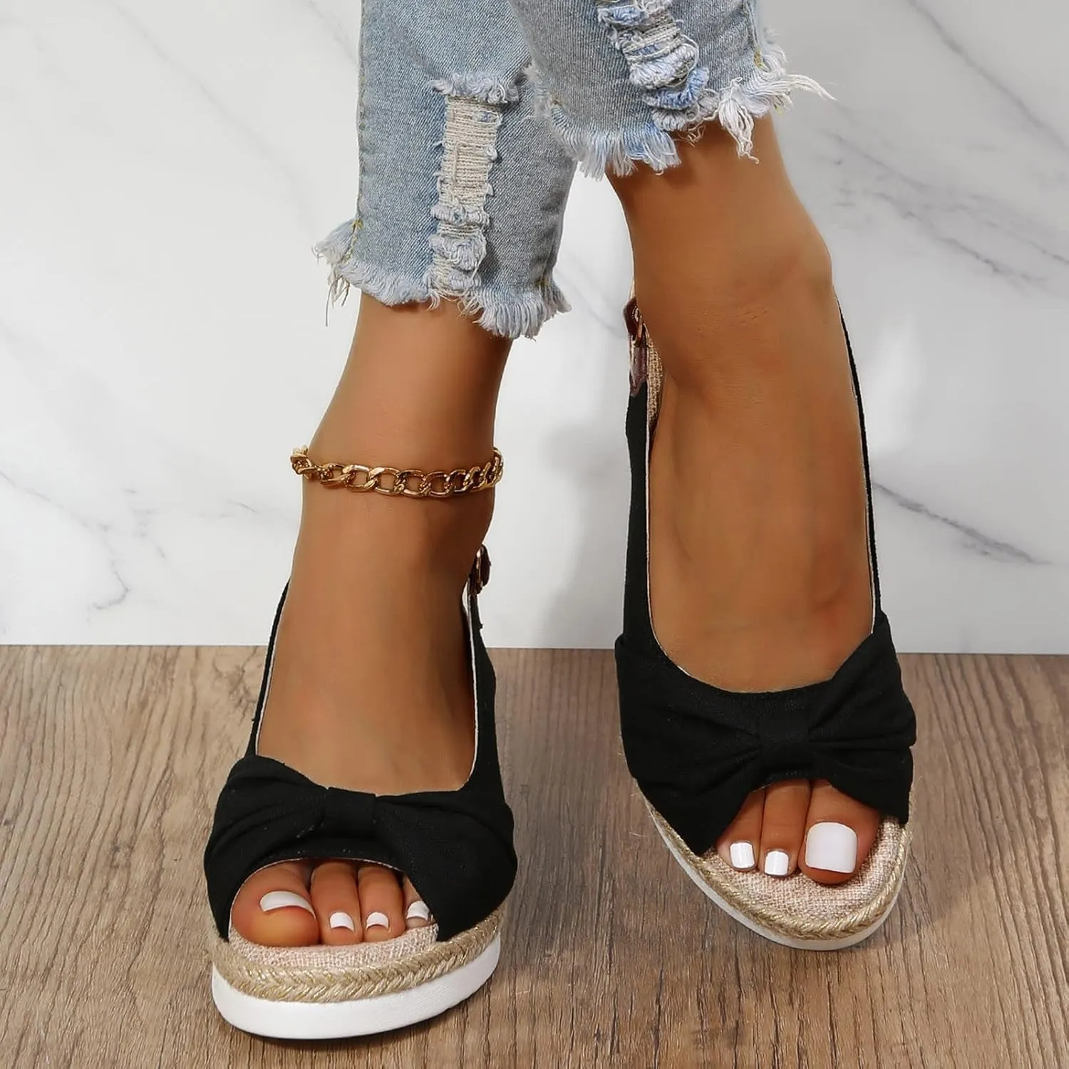 Women Wedges Orthopedic Sandals for Women Dressy Walking Slippers Arch Support Platform Boho Open Toe Ankle Strap Shoes