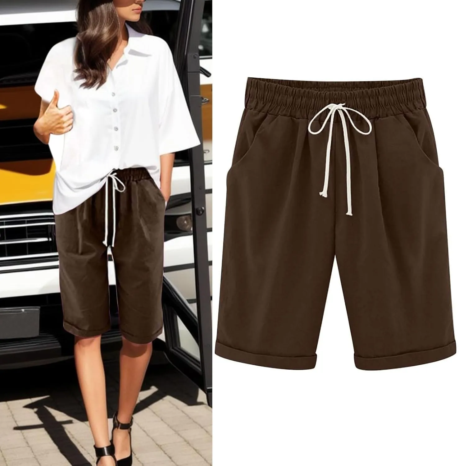 Women Wide Leg Linen Pants Summer Dressy High Waist Palazzo Pant Soft Pleated Front Trousers with Pocket