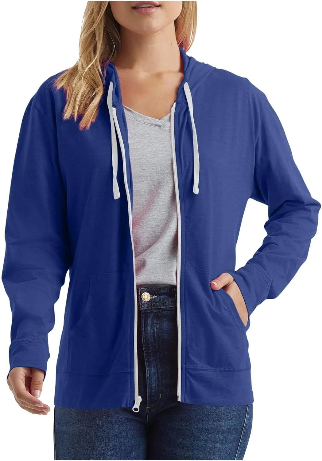 Women Zip Up Hoodies Long Sleeve Hooded Pullover Drawstraing Loose Trendy Sweatshirts with Pocket