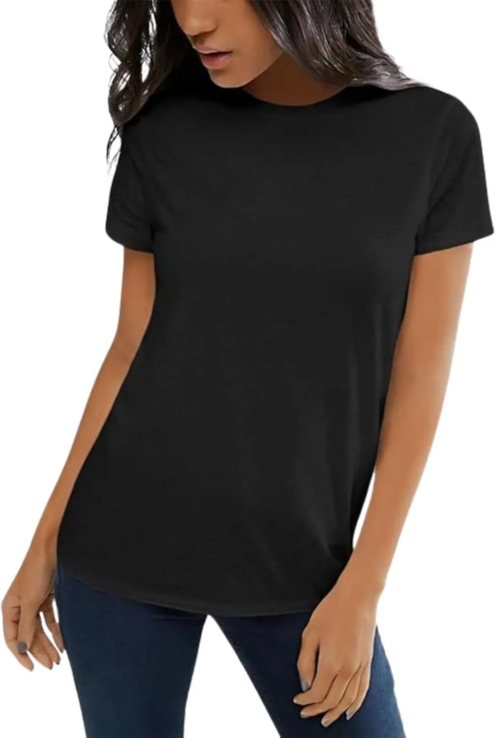 Womens 2024 Summer Tunic Tops Cotton Loose Fit Soft Basic Tees Short Sleeve Crew Neck T Shirts Casual Workout Yoga