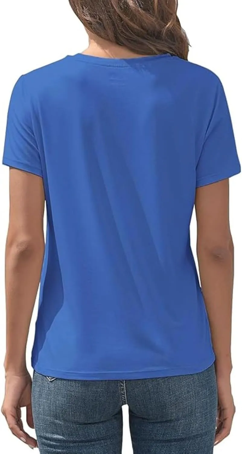 Womens 2024 Summer Tunic Tops Cotton Loose Fit Soft Basic Tees Short Sleeve Crew Neck T Shirts Casual Workout Yoga