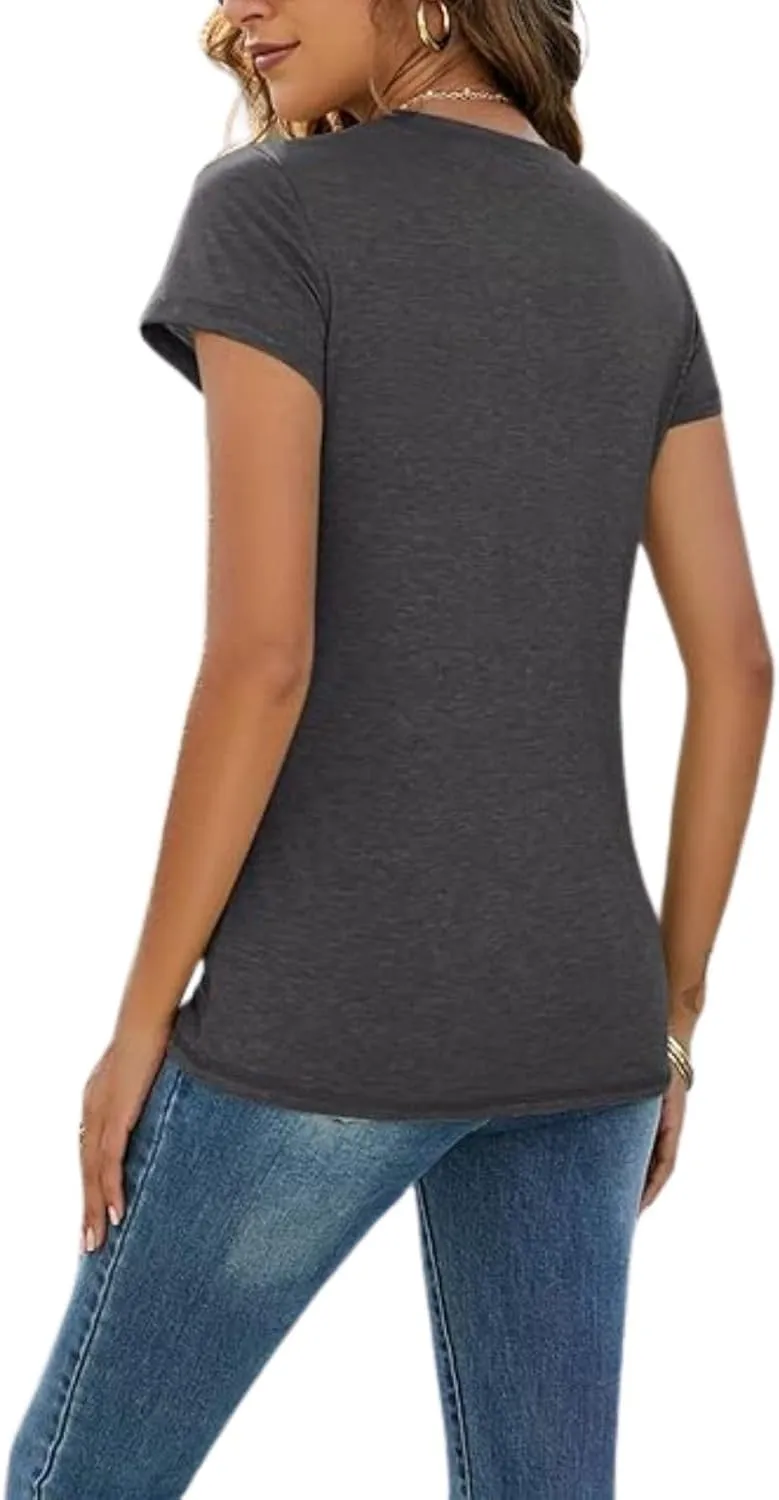 Womens 2024 Summer Tunic Tops Cotton Loose Fit Soft Basic Tees Short Sleeve Crew Neck T Shirts Casual Workout Yoga