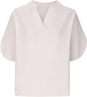 Womens 2024 Summer V Neck Ruffle Short Sleeve Blouses Plain Loose Fit Shirts Daily Going Out Date Cute Trendy Tops