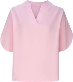 Womens 2024 Summer V Neck Ruffle Short Sleeve Blouses Plain Loose Fit Shirts Daily Going Out Date Cute Trendy Tops