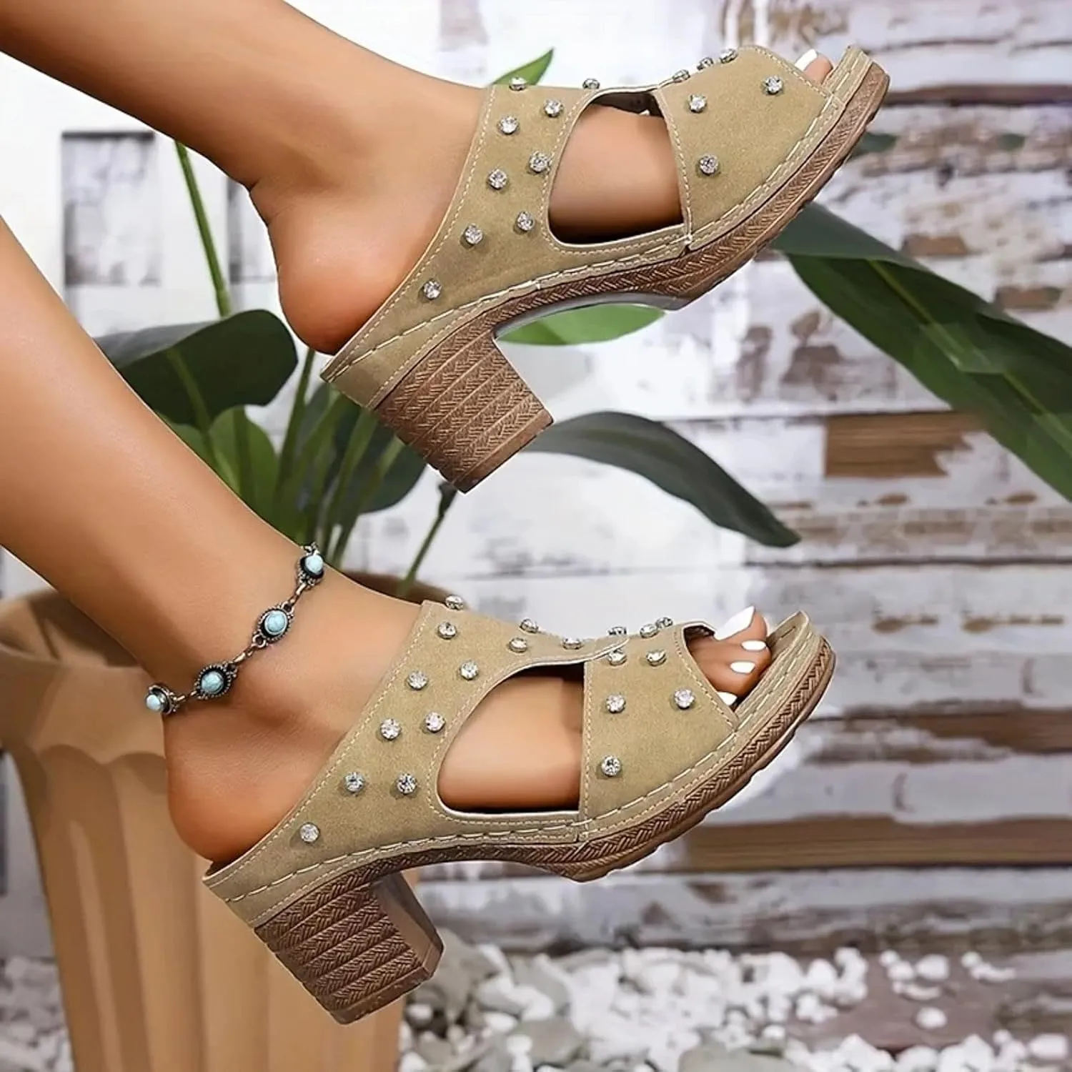 Women's Arch Support Peep Toe Sandals Strappy Ankle Strap Dress Party Shoes Low Block Chunky Bridesmaid Shoes