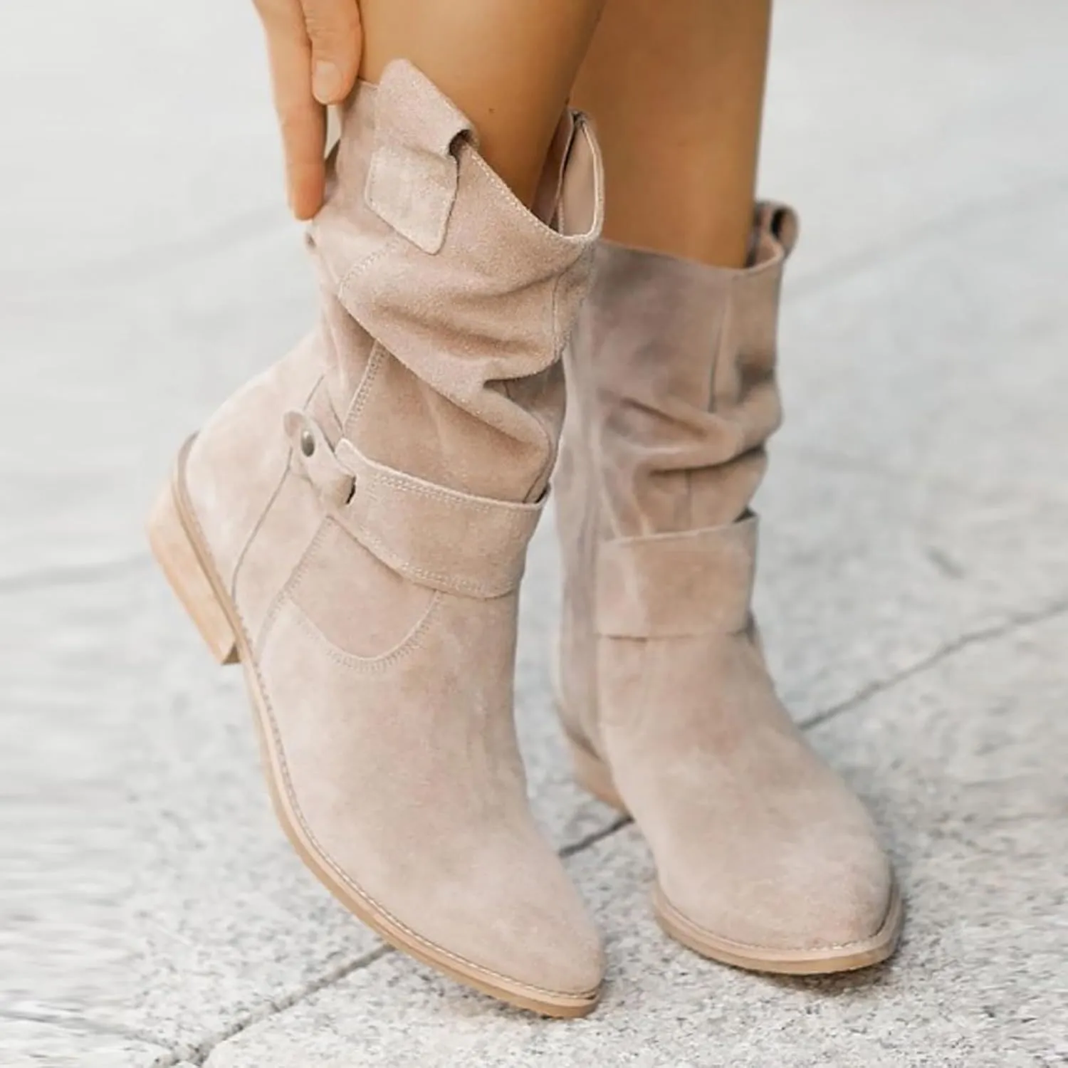 Womens Boots Knee High Boots Women Platform Boots Fall Boots for Women 2024 Women's Slip On Slouch Short Ankle Boot
