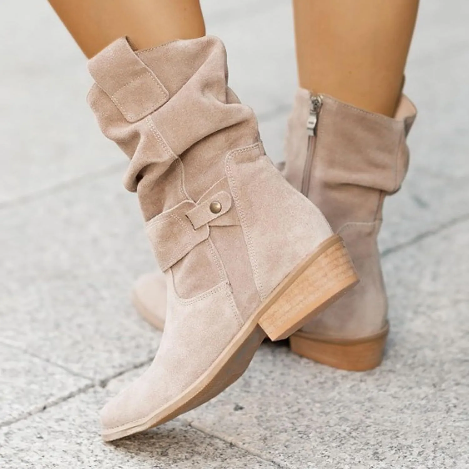 Womens Boots Knee High Boots Women Platform Boots Fall Boots for Women 2024 Women's Slip On Slouch Short Ankle Boot