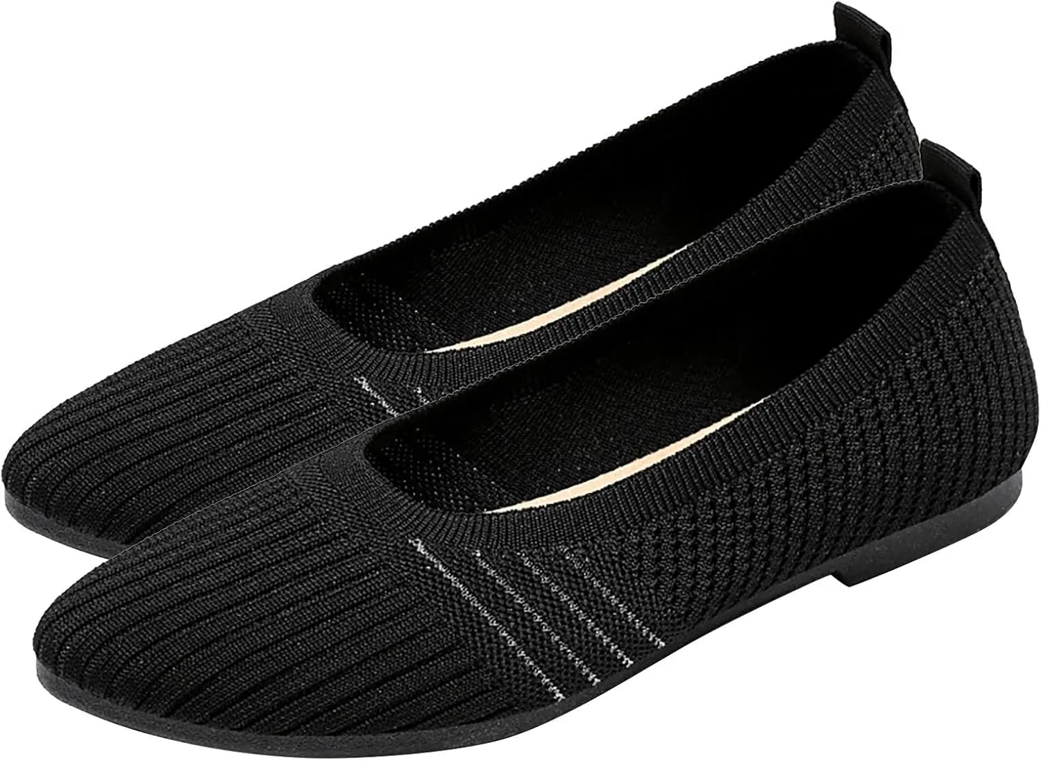 Womens Breathable Summer Flats with Soft Sole Fly Woven Design Comfortable Shoes for Women Compatible with Insoles (5 UK Black)