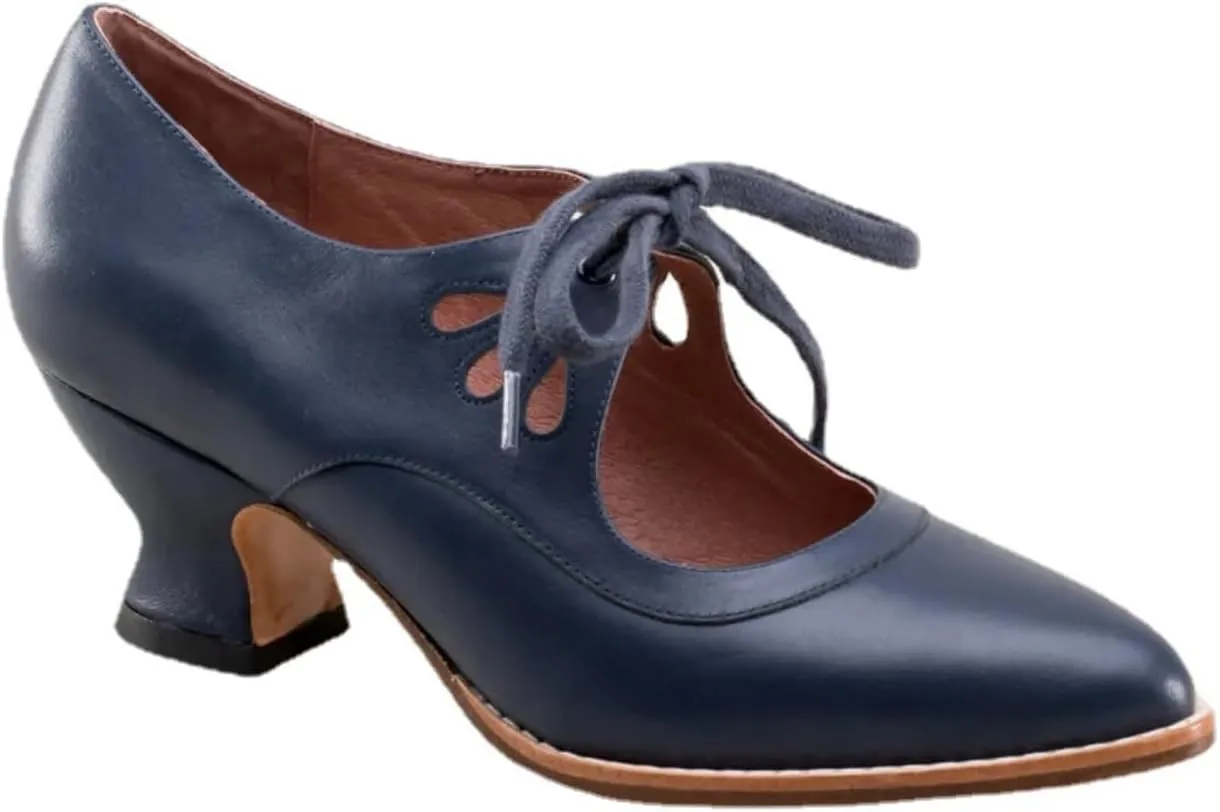 Women's Chunky Heel Lace Up Oxfords Pointed Toe Mid Chunky Heel Brogues Casual Saddle Shoes Comfortable Wingtip High Heel Pumps Shoes