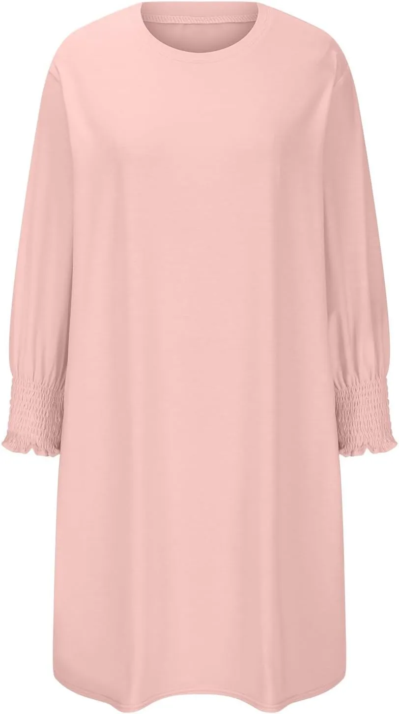 Womens Dresses 2025 Spring 3/4 Sleeve Fashion Dresses Crewneck Casual Mini Dress with Pockets Trendy Summer Outfits