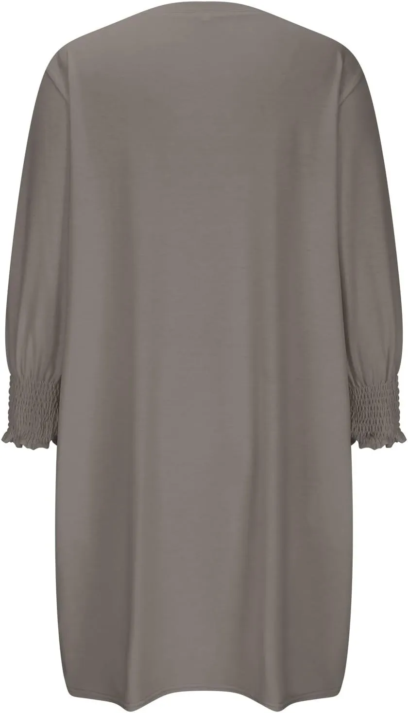 Womens Dresses 2025 Spring 3/4 Sleeve Fashion Dresses Crewneck Casual Mini Dress with Pockets Trendy Summer Outfits