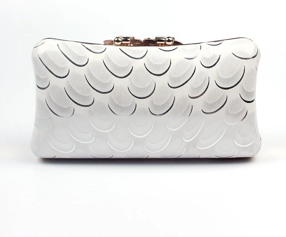 Women's Evening Handbags Peacock Print and Closure Women's Clutch Handbags Ladies Purses for Bridal Wedding Party White