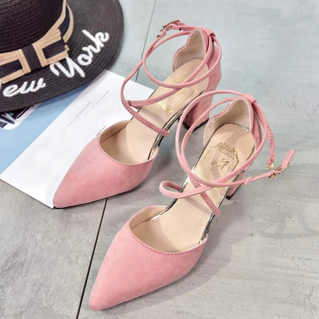 Women's Fashion Casual Pointed Toe Square Heel Wedding Shoes High Heel Sandals Wedges Sandals for Women Dress