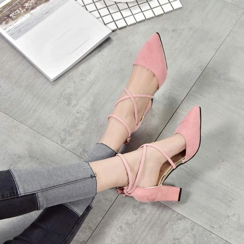 Women's Fashion Casual Pointed Toe Square Heel Wedding Shoes High Heel Sandals Wedges Sandals for Women Dress