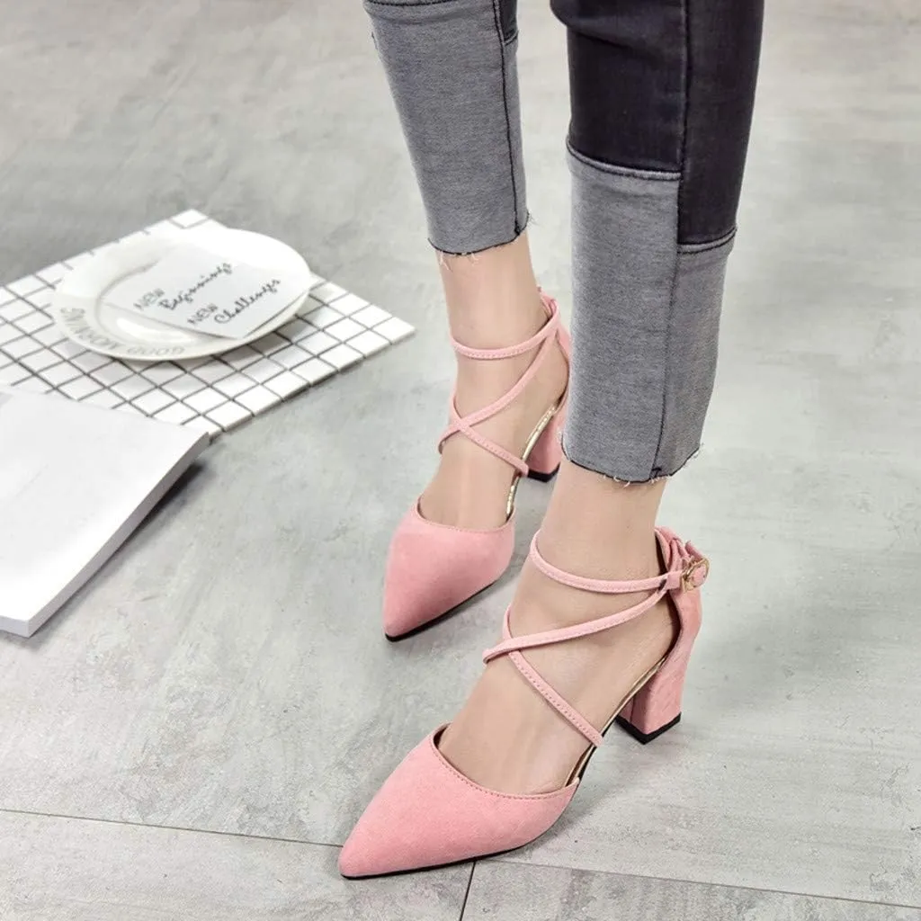 Women's Fashion Casual Pointed Toe Square Heel Wedding Shoes High Heel Sandals Wedges Sandals for Women Dress
