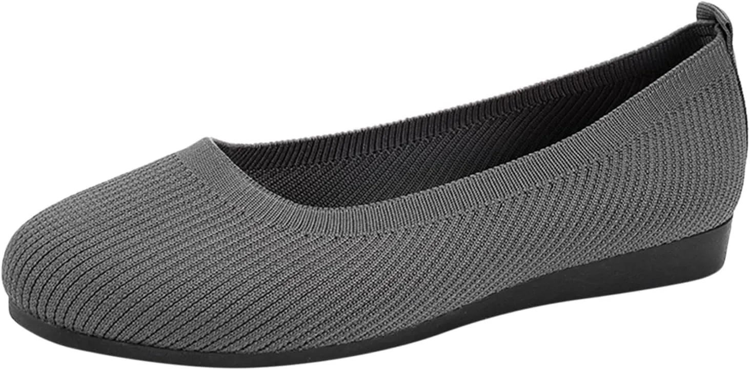 Women's Fashion Casual Shoes  Lightweight Slip-on Sneakers with Bow Tie  Breathable Woven Mesh  Comfortable Flat Bottom (6 UK Gray)