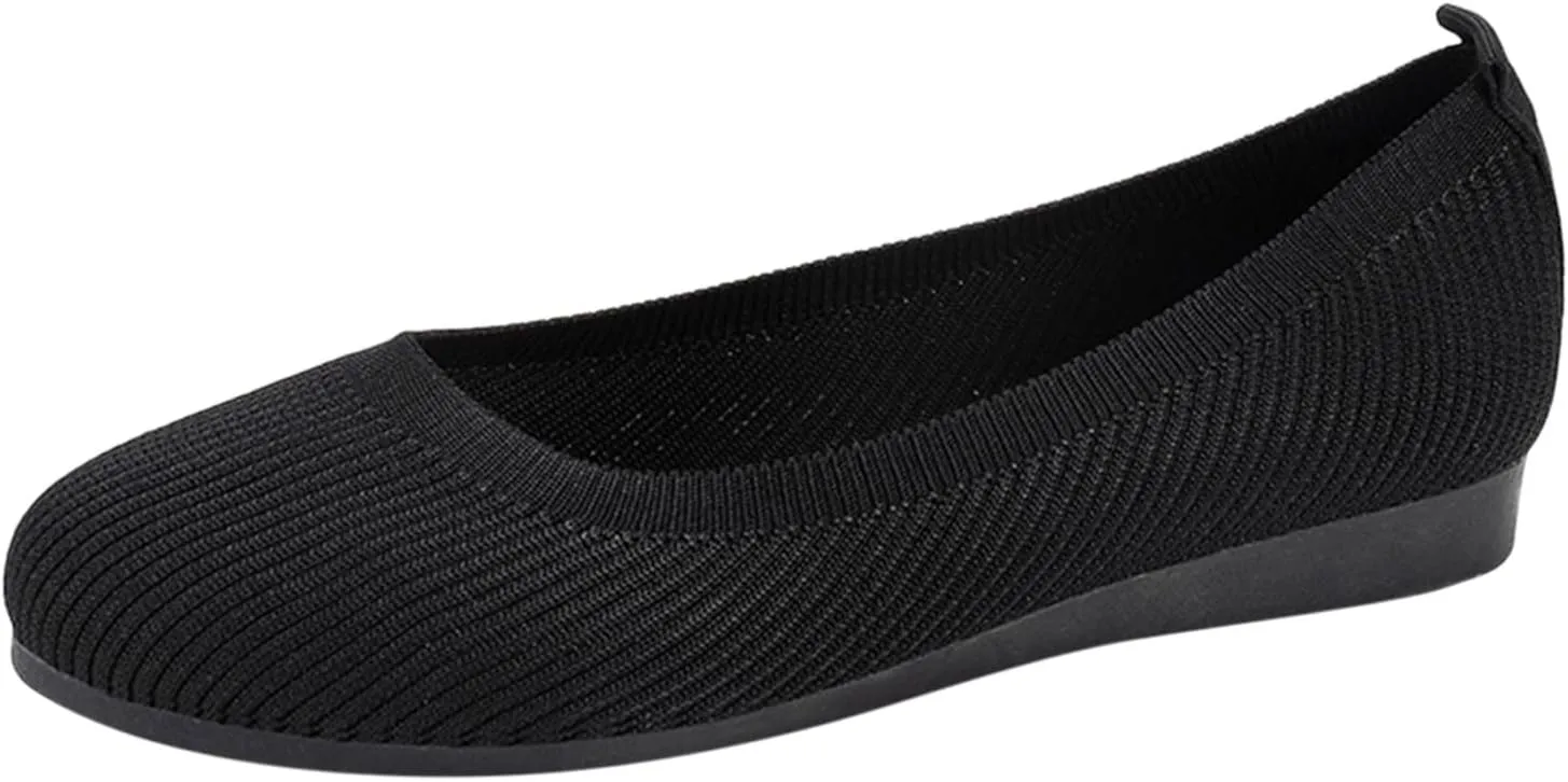 Women's Fashion Casual Shoes  Lightweight Slip-on Sneakers with Bow Tie  Breathable Woven Mesh  Comfortable Flat Bottom (6.5 UK Black)