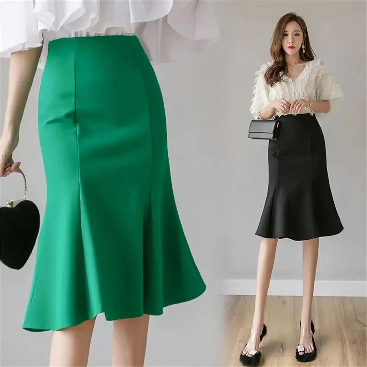 Women's Four Seasons Versatile Flare Swing Skirt Shows High Waisted Half Body Skirt