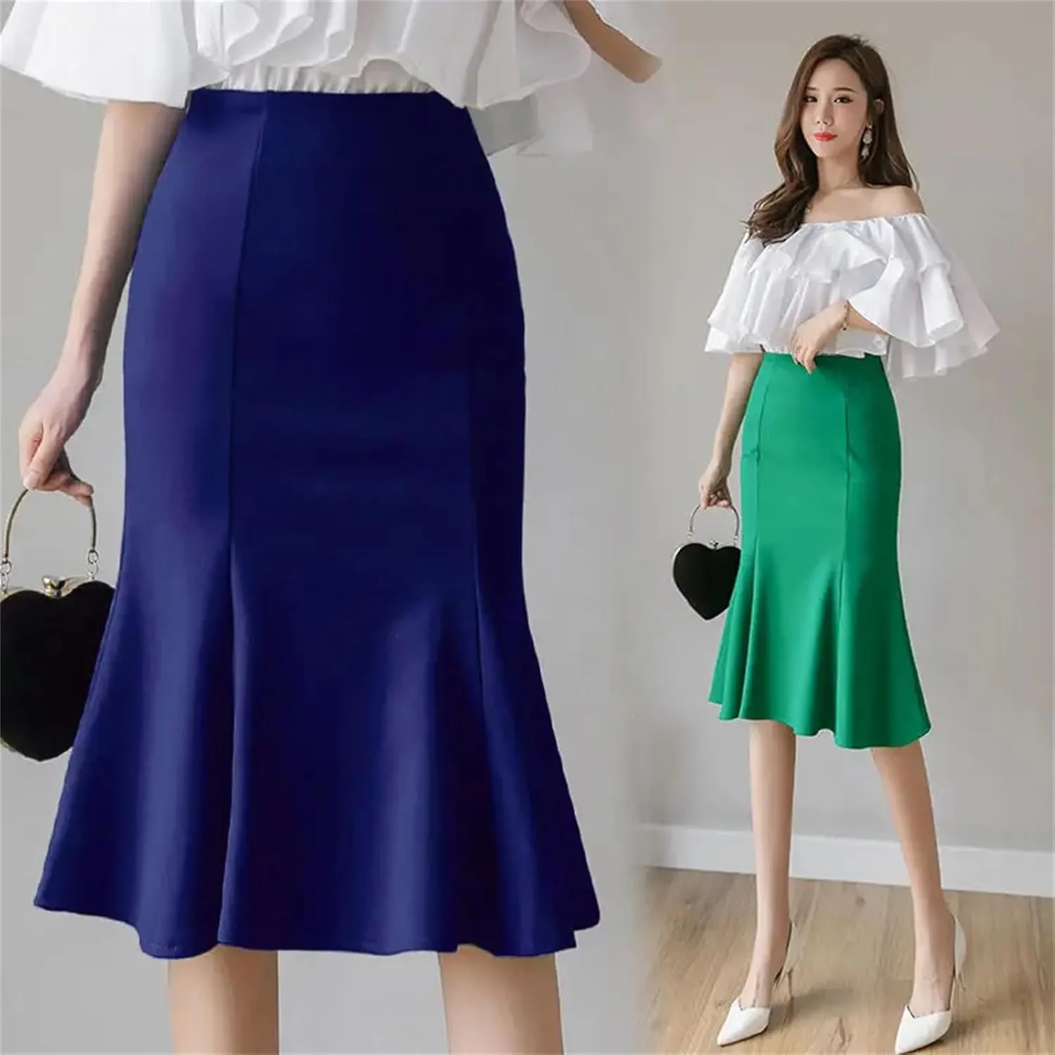 Women's Four Seasons Versatile Flare Swing Skirt Shows High Waisted Half Body Skirt