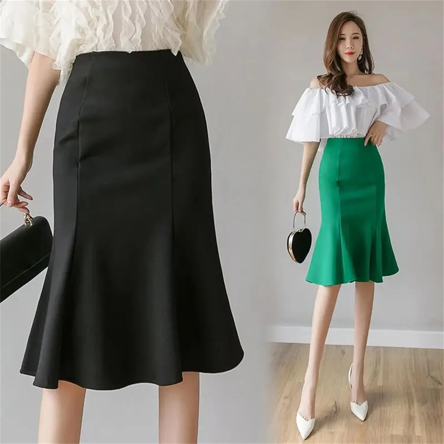 Women's Four Seasons Versatile Flare Swing Skirt Shows High Waisted Half Body Skirt