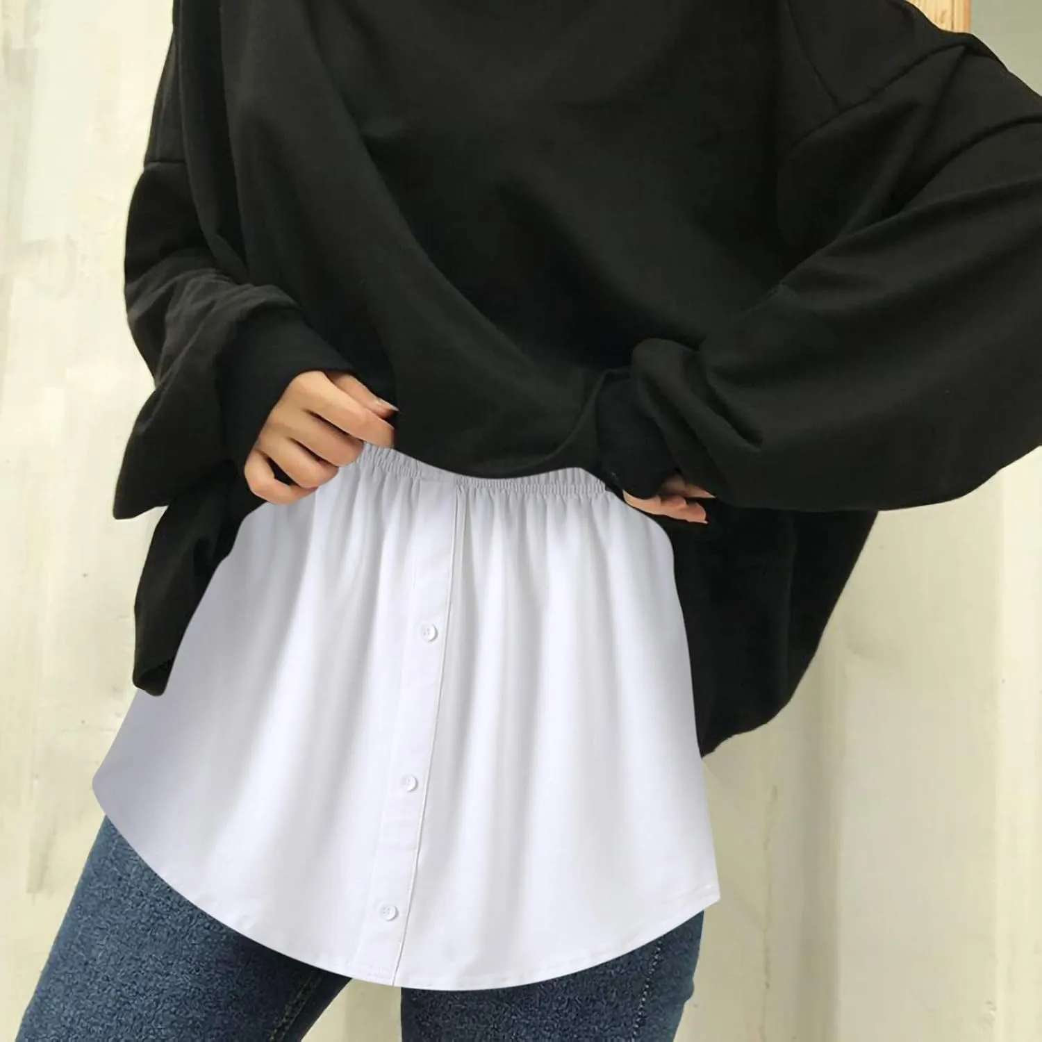 Womens Half Extender Mini Skirts Casual Solid Versatile Short Skirt Shirts Curved Hem Plus Skirt Funny Waist Accessory
