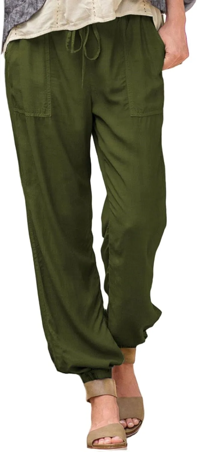 Women's Joggers Pants Casual Baggy Drawstring Tapered Sweatpants Cargo Hippie Loose Fit Trousers with Multi-Pocket