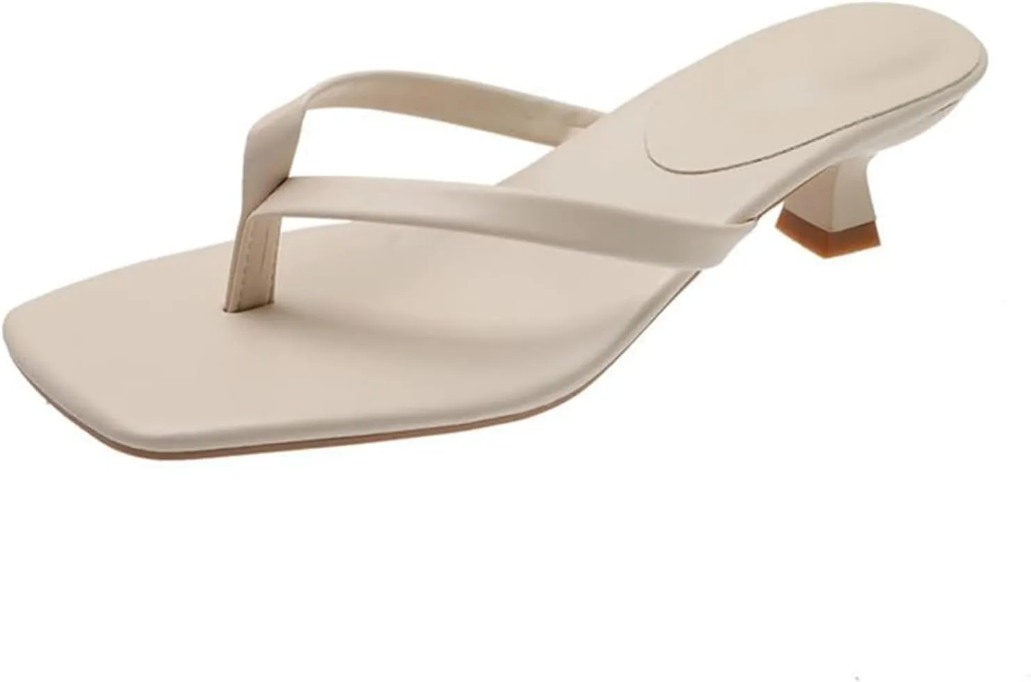 Womens Kitten Heels Summer Dressy Square Open Toe Flip Flops Comfortable Slip on Thong Sandals Outdoor Beach Shoes