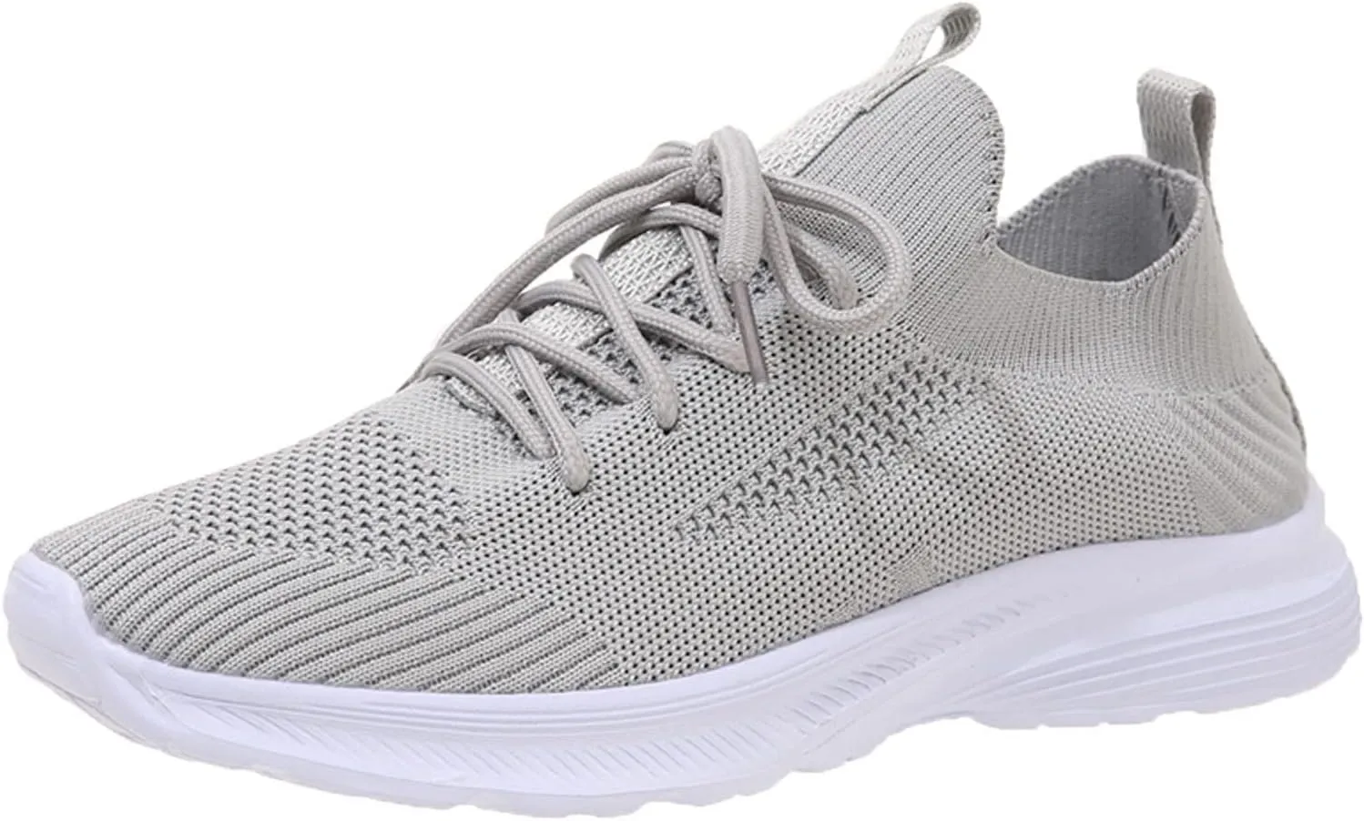 Womens Lightweight Breathable Flat Shoes Stylish Spand Summer Pumps Fashionable Woven Mesh Sports Sneakers Comfortable Red Flats (Gray)