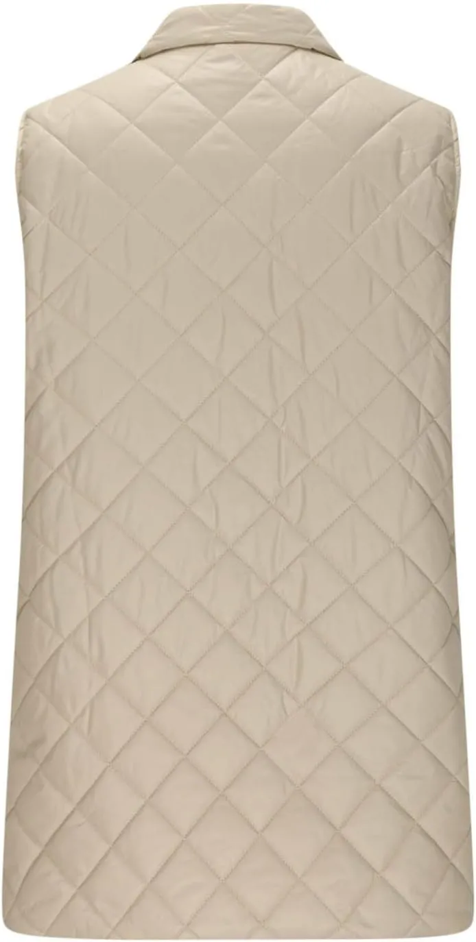 Womens Long Quilted Vest Sleeveless Pockets Full Zip Puff Vest Outerwear Cotton Padded Jacket Gilet Long Winter Coats