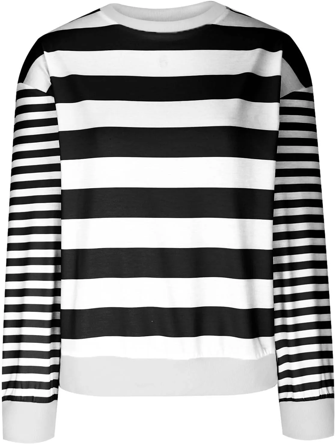 Womens Long Sleeve Shirts Cute Crewneck Pullover Tops Casual Loose Striped Blouses 2024 Fall Fashion Outfits